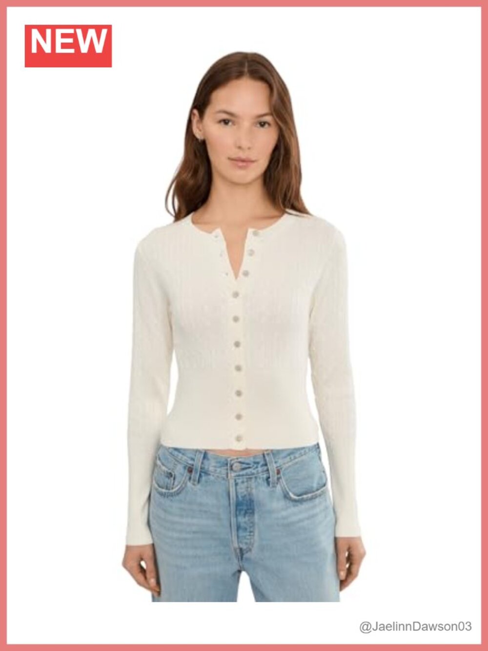 Monroe High Rib Cable Knit Button Front Cardigan Fitted